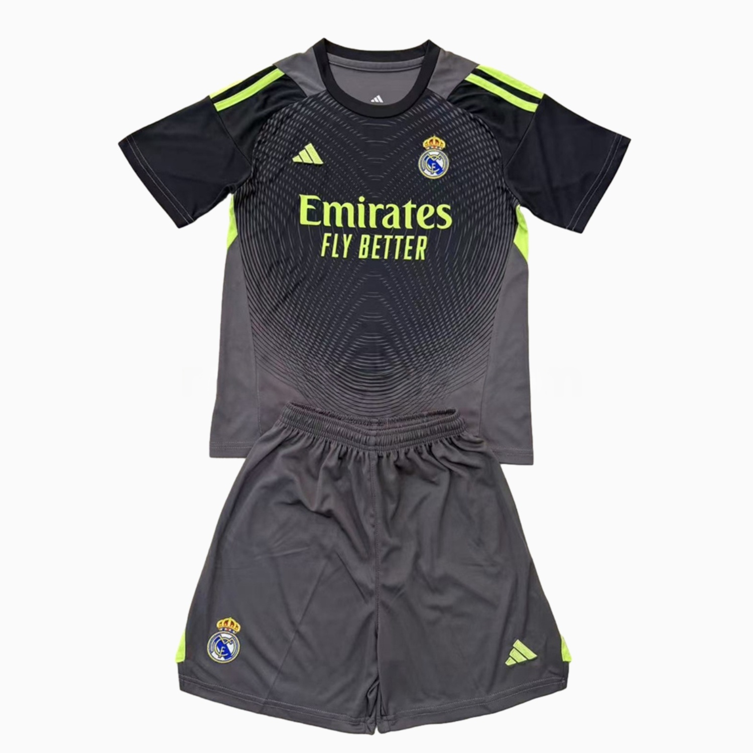 Real Madrid 25-26 Grey Black Goalkeeper Kids Kit - JerseysGala
