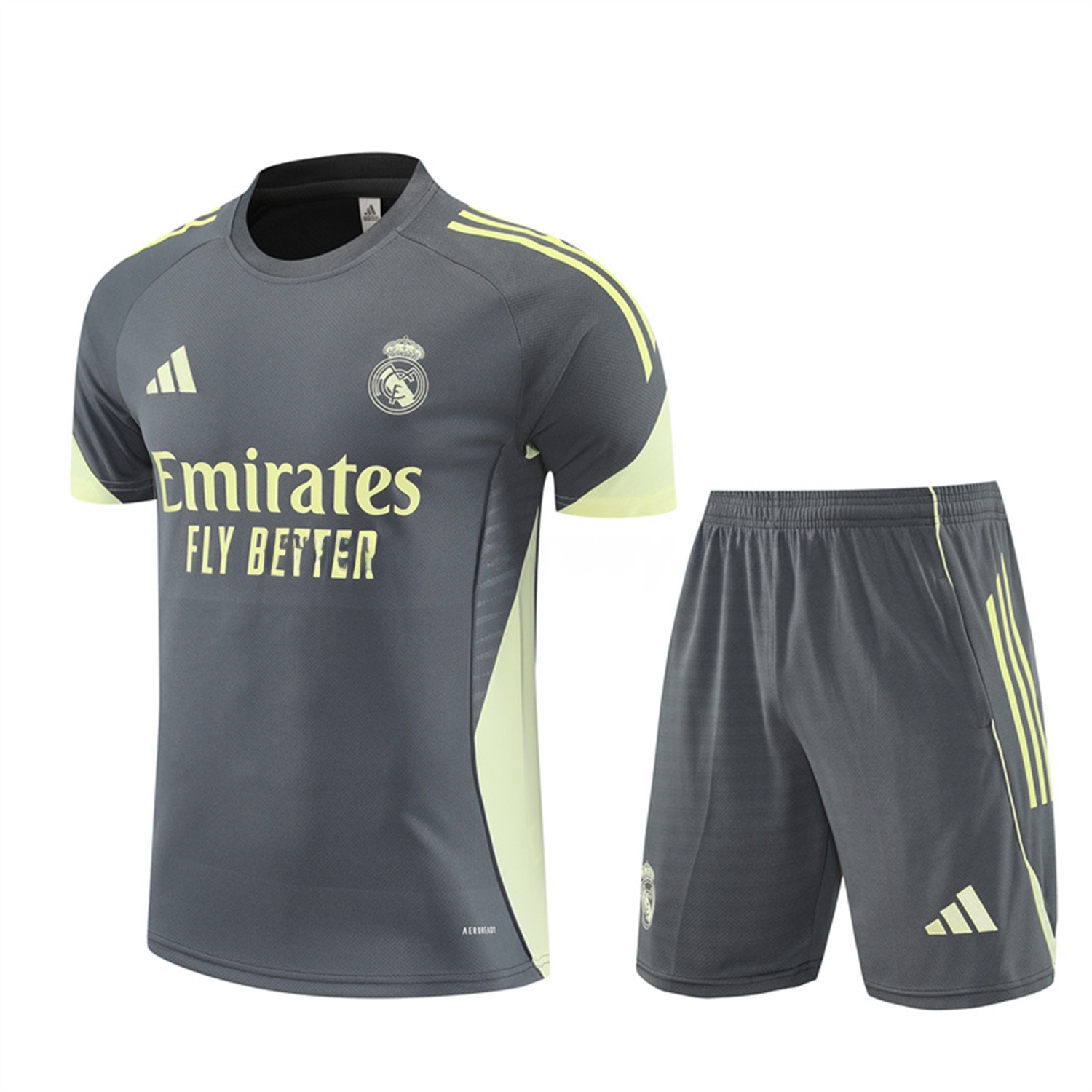 Real Madrid 25-26 Short-Sleeve Training Set - Deep Grey Top and Shorts - JerseysGala