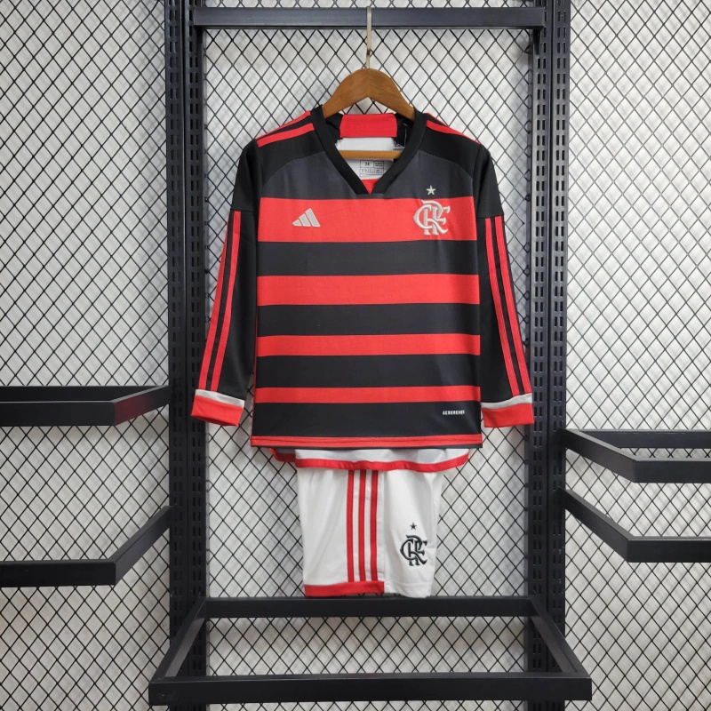 Flamengo 2024 Home Stadium Long Sleeve Kids Kit - JerseysGala