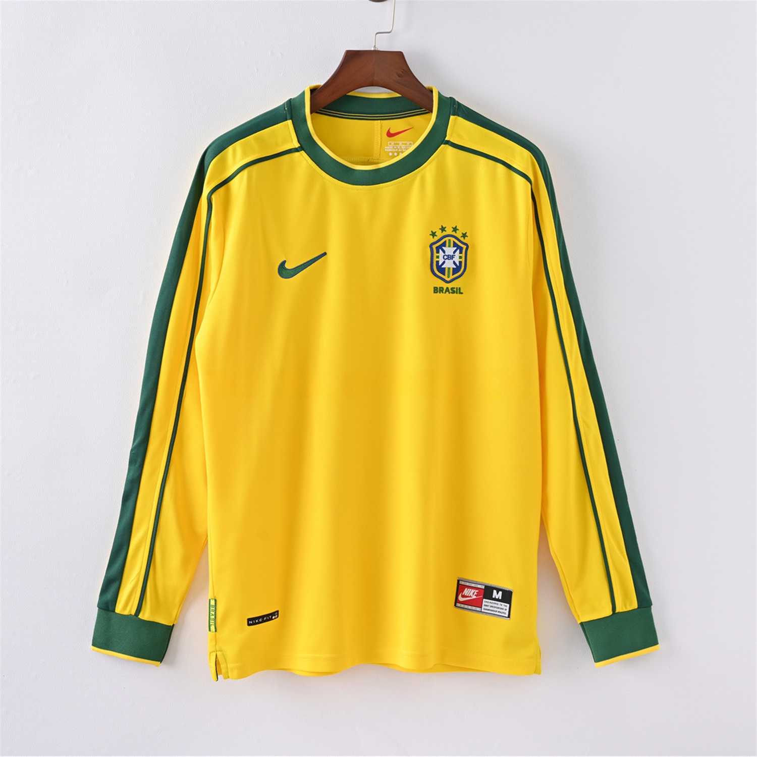 Retro Brazil 1998 Home Long Sleeves Jersey - JerseysGala
