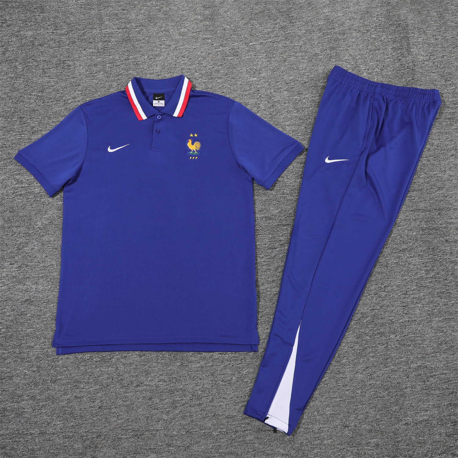 France 25-26 POLO Short-Sleeve Training Set - Blue Top and Pants - JerseysGala
