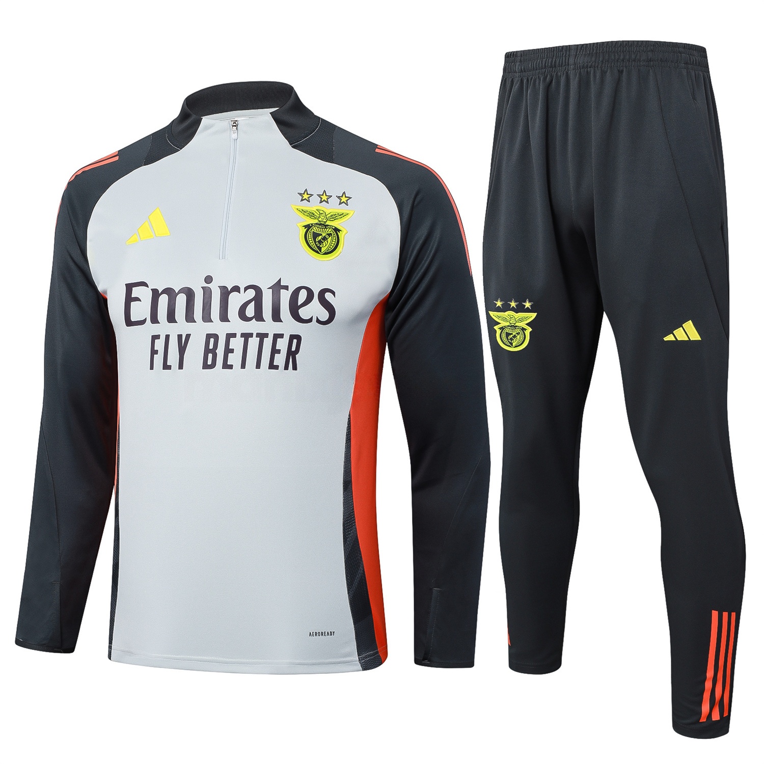 Benfica 25-26 Long Sleeve Training Set - Grey Top and Deep Grey Pants - JerseysGala