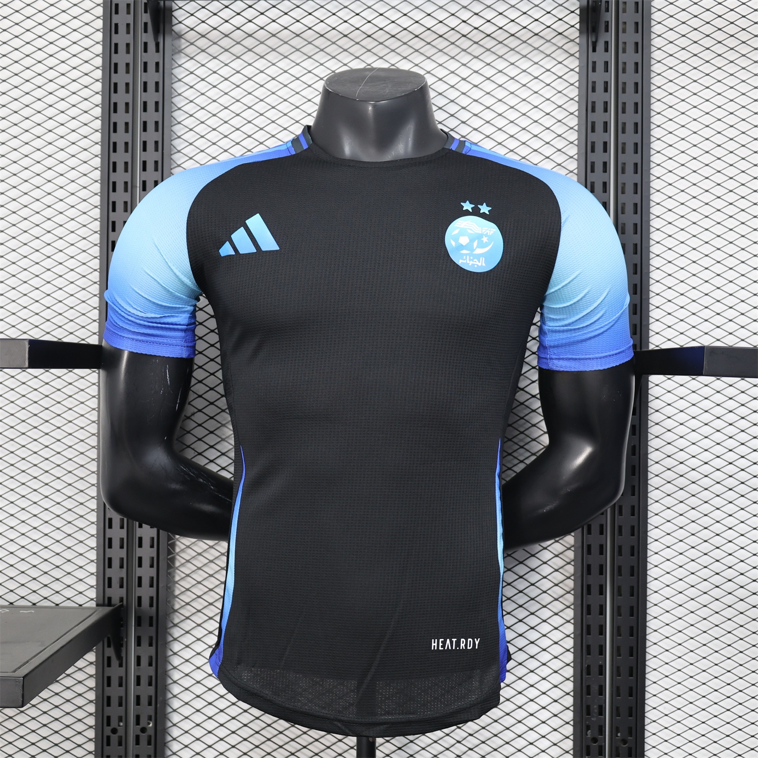 Algeria 25-26 Pure Black with Blue Sleeves Jersey - Player Version - JerseysGala