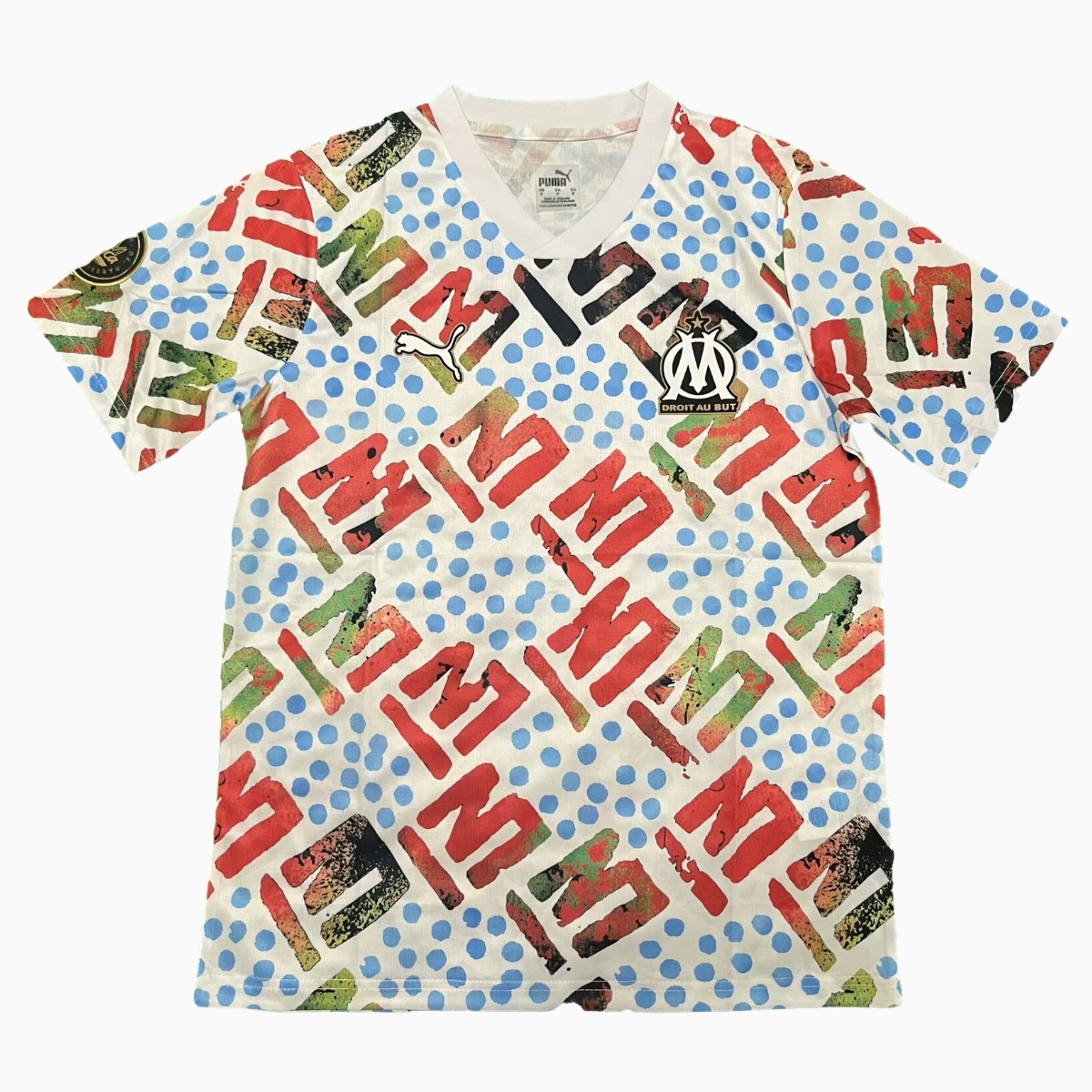 Marseille 24-25 White Graffiti Pre-match Training Jersey - Fans Version - JerseysGala
