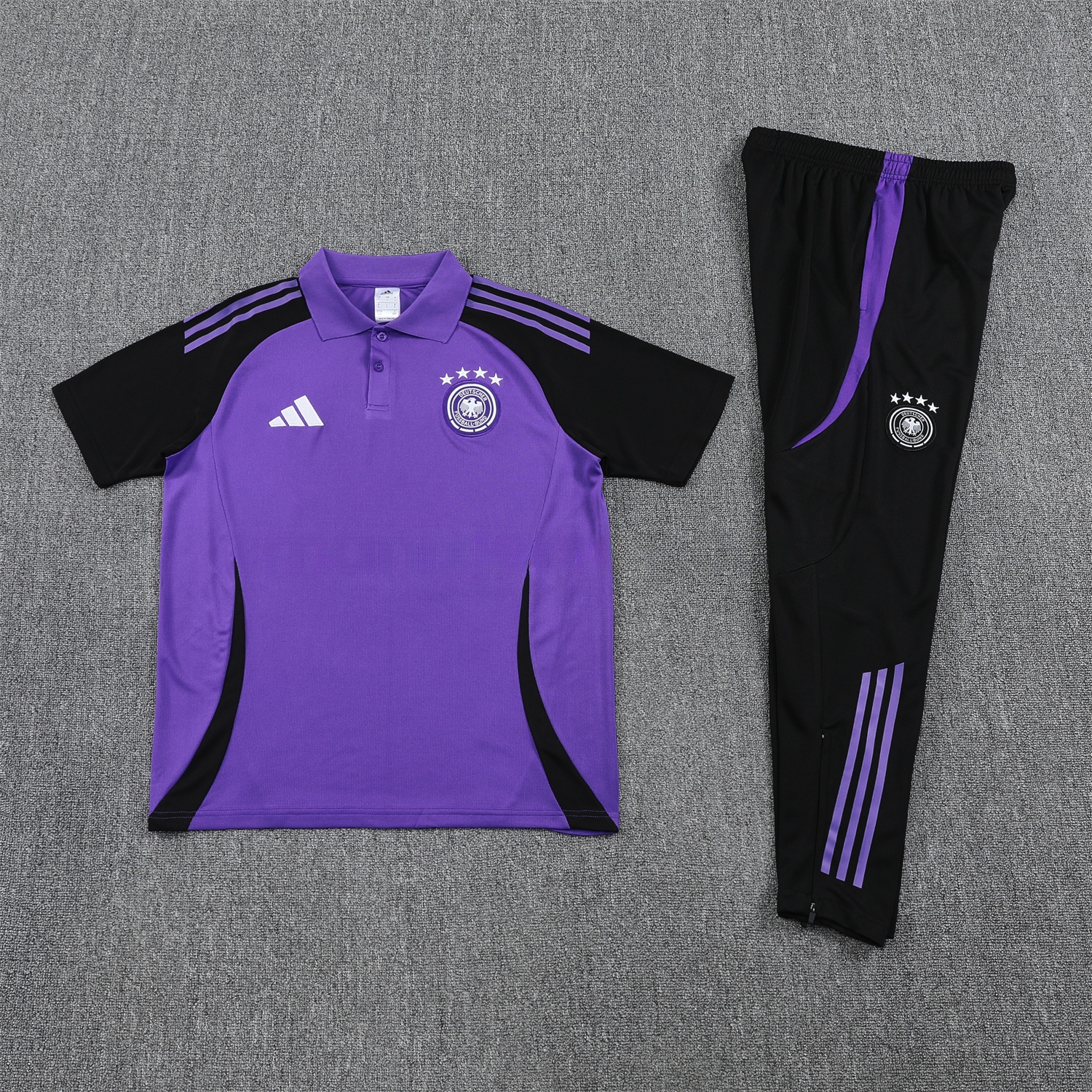 Germany 25-26 POLO Short-Sleeve Training Set - Purple Top Black Pants - JerseysGala