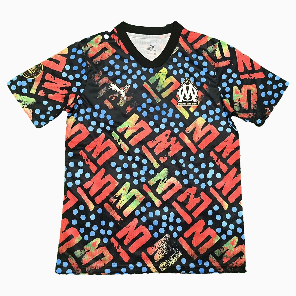 Marseille 24-25 Black Graffiti Pre-match Training Jersey - Fans Version - JerseysGala