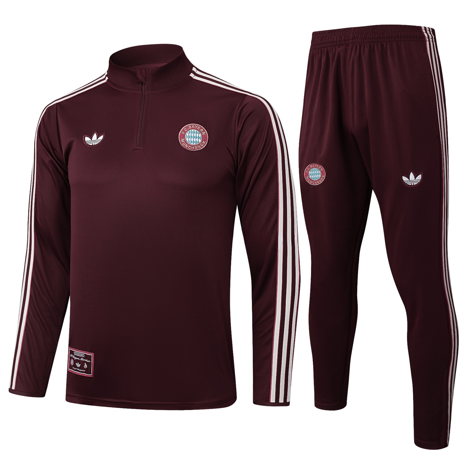 Bayern Munich 25-26 Throwback Trefoil Long Sleeves Training Set - Deep Red - JerseysGala