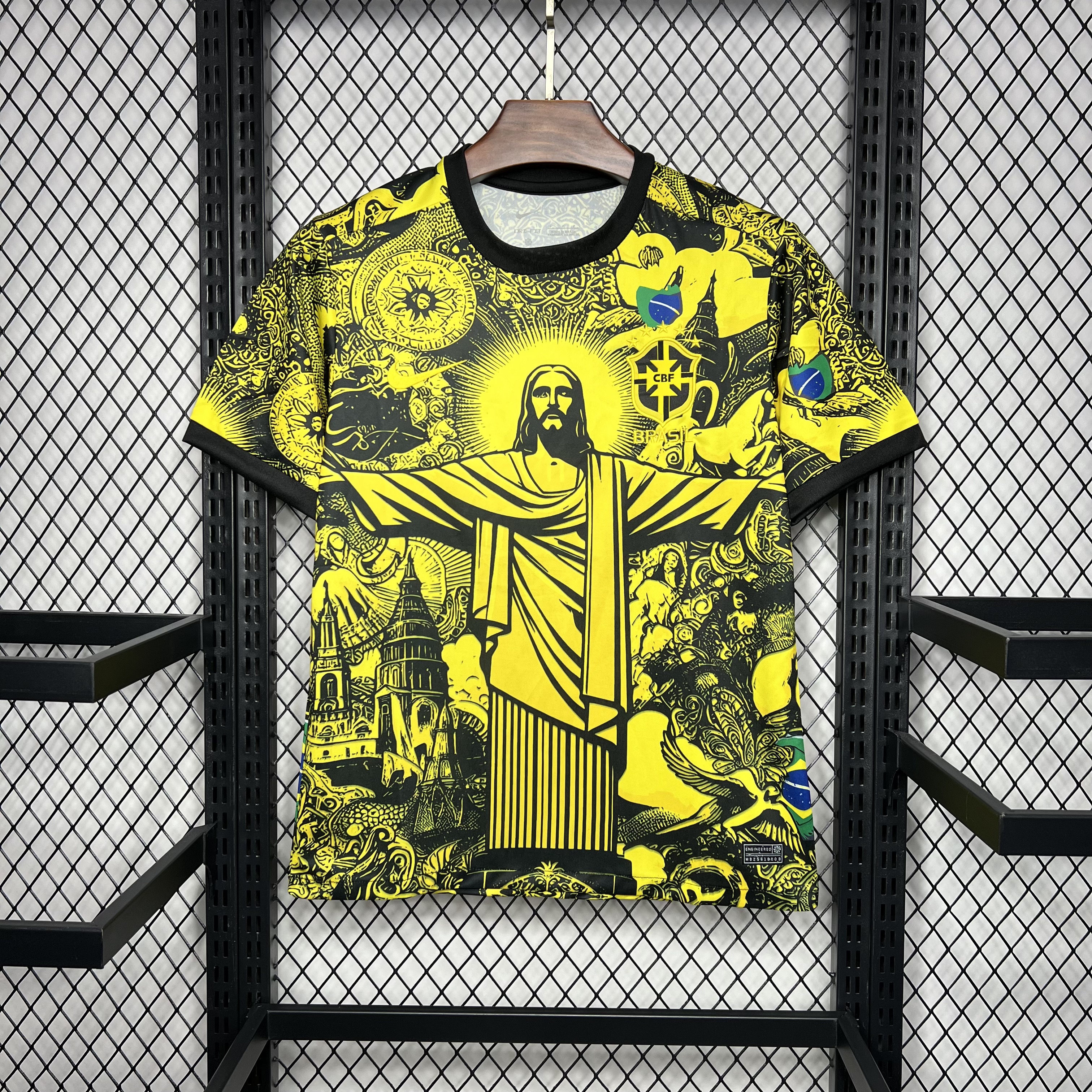 Brazil 2024 Yellow Christ the Redeemer Statue Jersey - Fans Version - JerseysGala