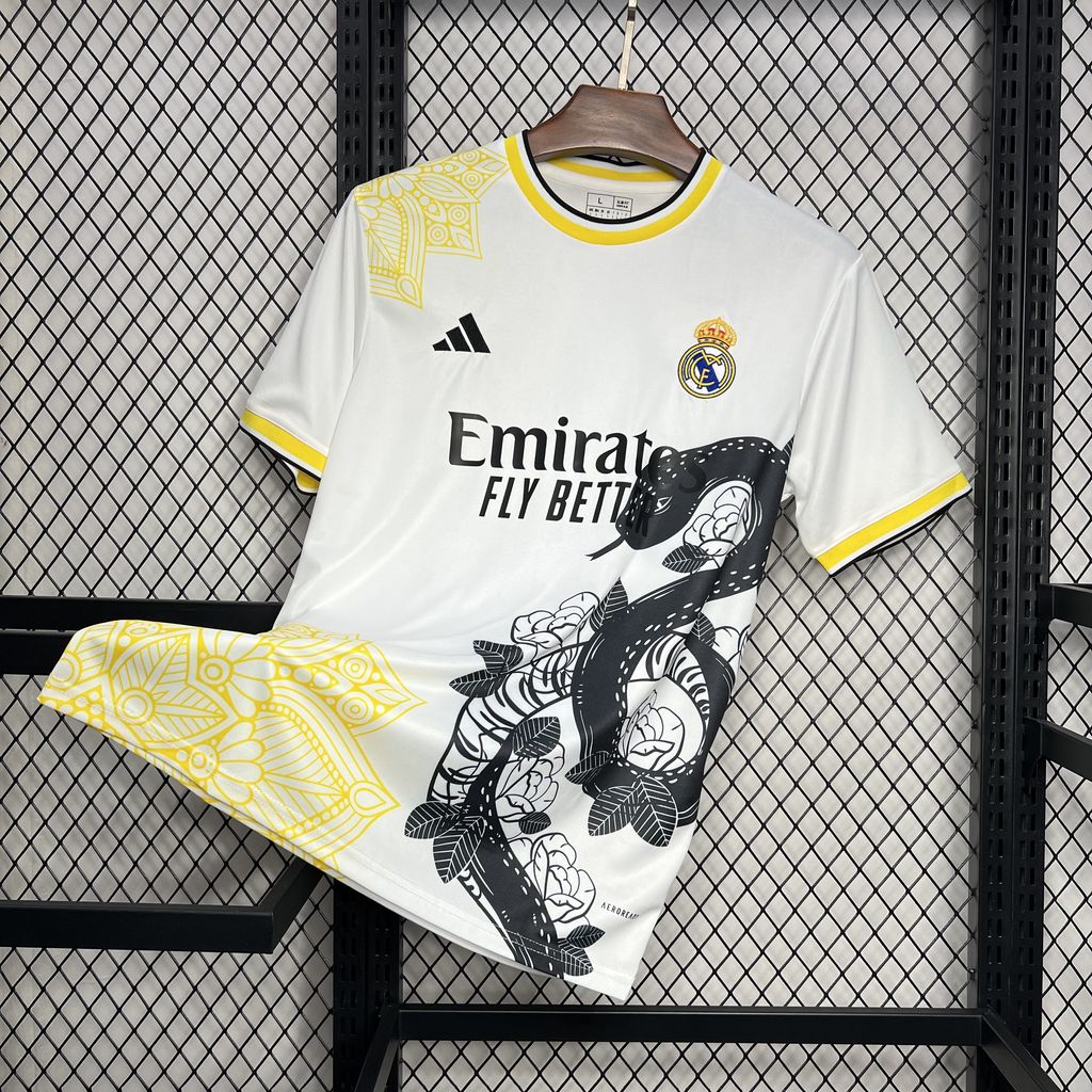 Real Madrid 24-25 White and Black Mamba Jersey - Fans Version - JerseysGala