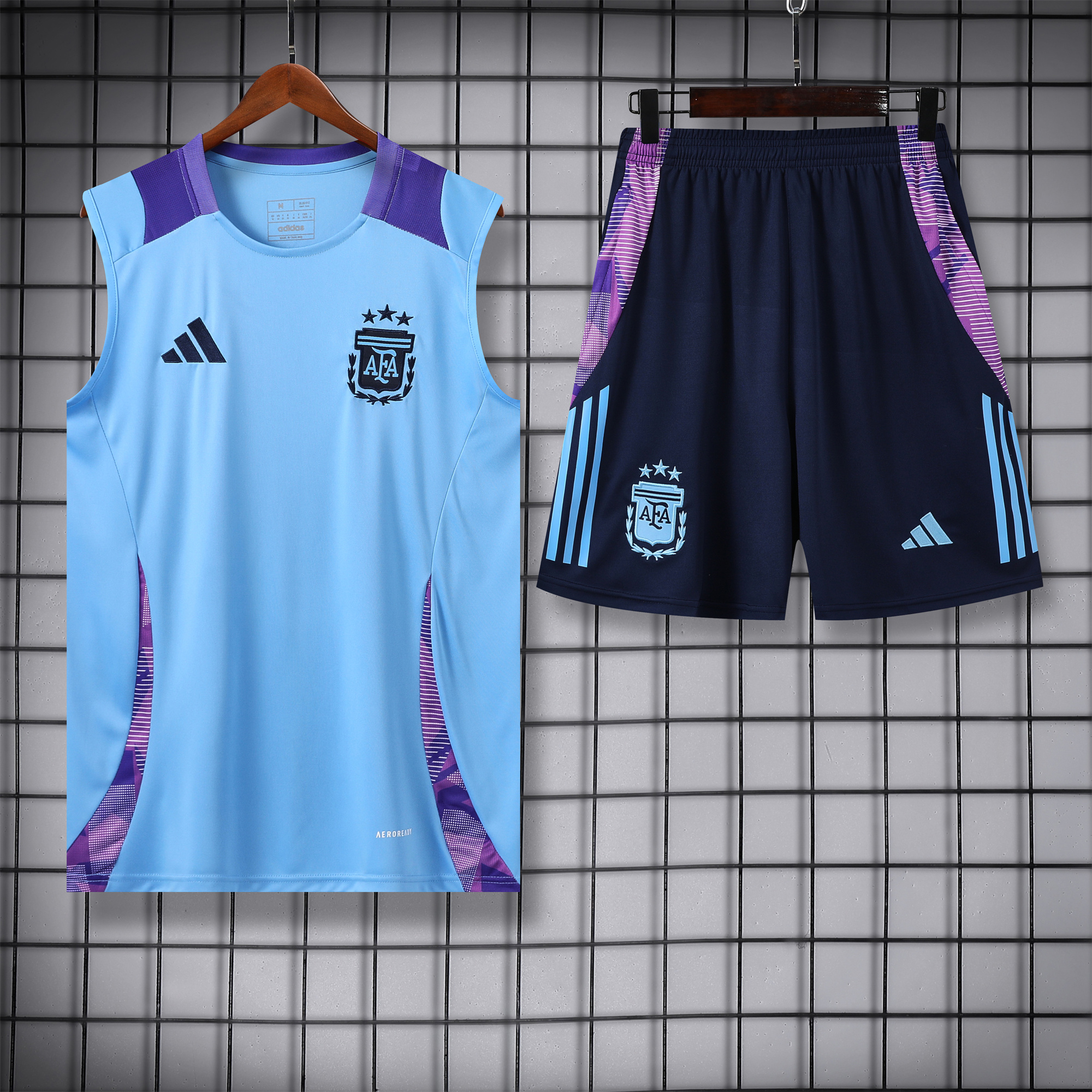 Argentina 24-25 Vest Training Set - Blue Vest & Deep Blue Shorts - JerseysGala