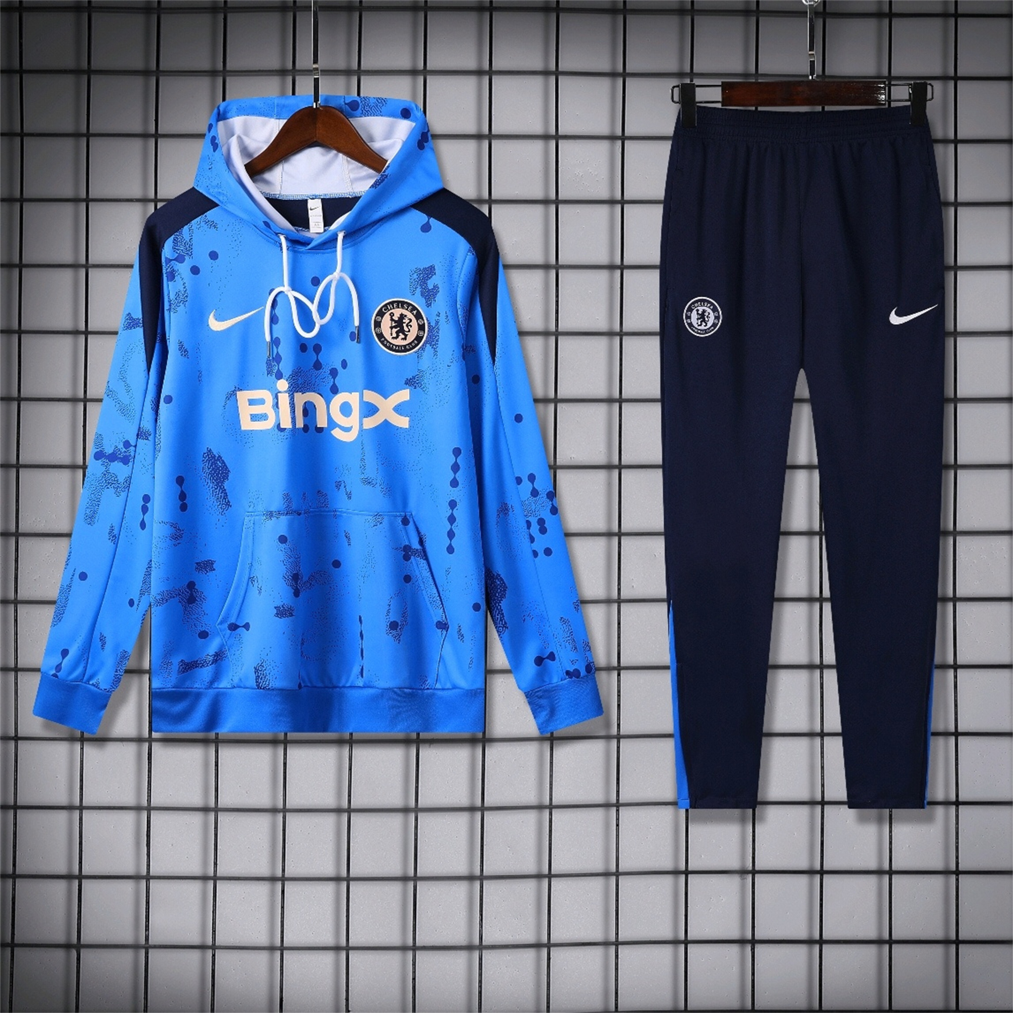 C.H.E.L.S.E.A 24-25 Long Sleeve Training Set - Blue Hoodie and Deep Blue Pants - JerseysGala