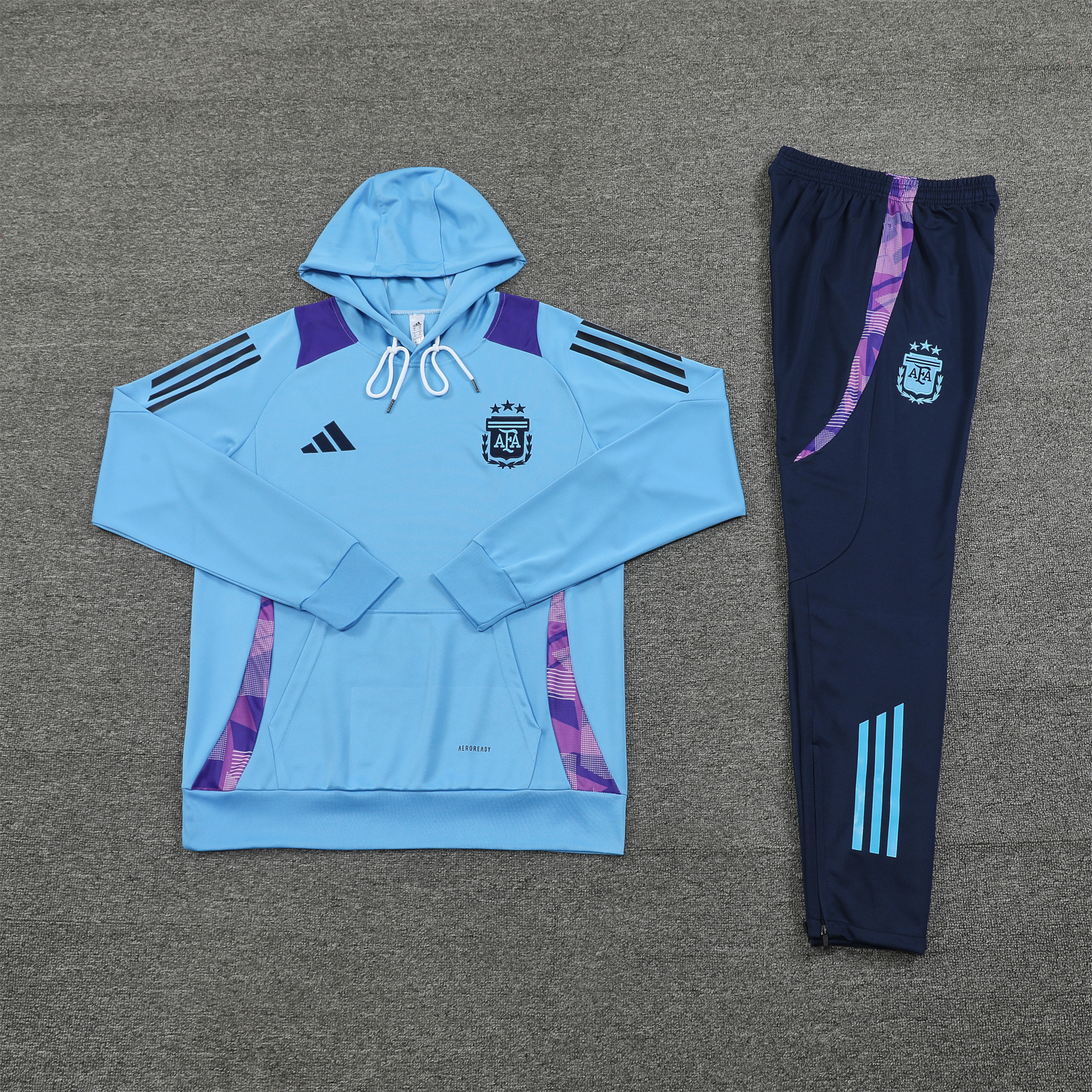 Argentina 24-25 Long Sleeve Training Set - Blue Top and Deep Blue Pants - JerseysGala