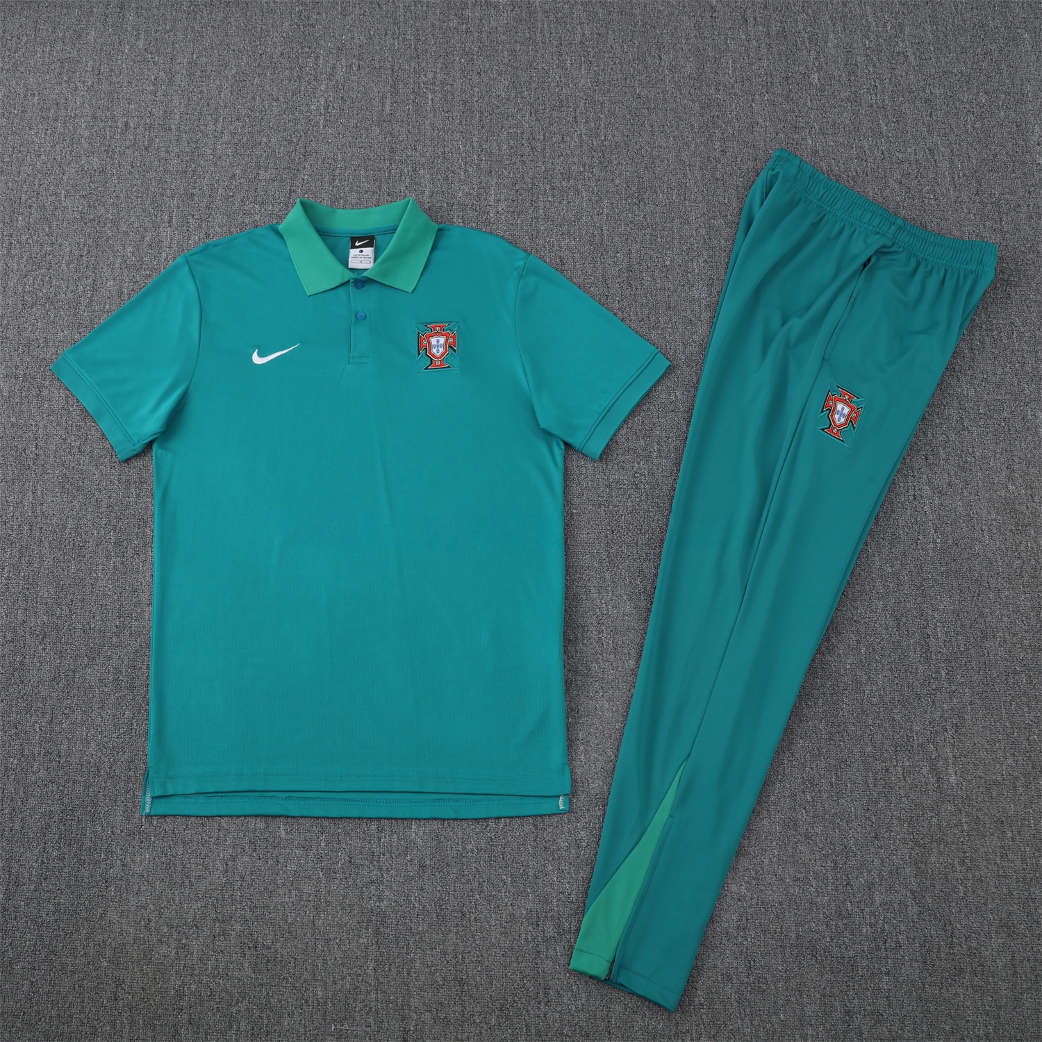 Portugal 25-26 POLO Short-Sleeve Training Set - Blue Green Top and Pants - JerseysGala