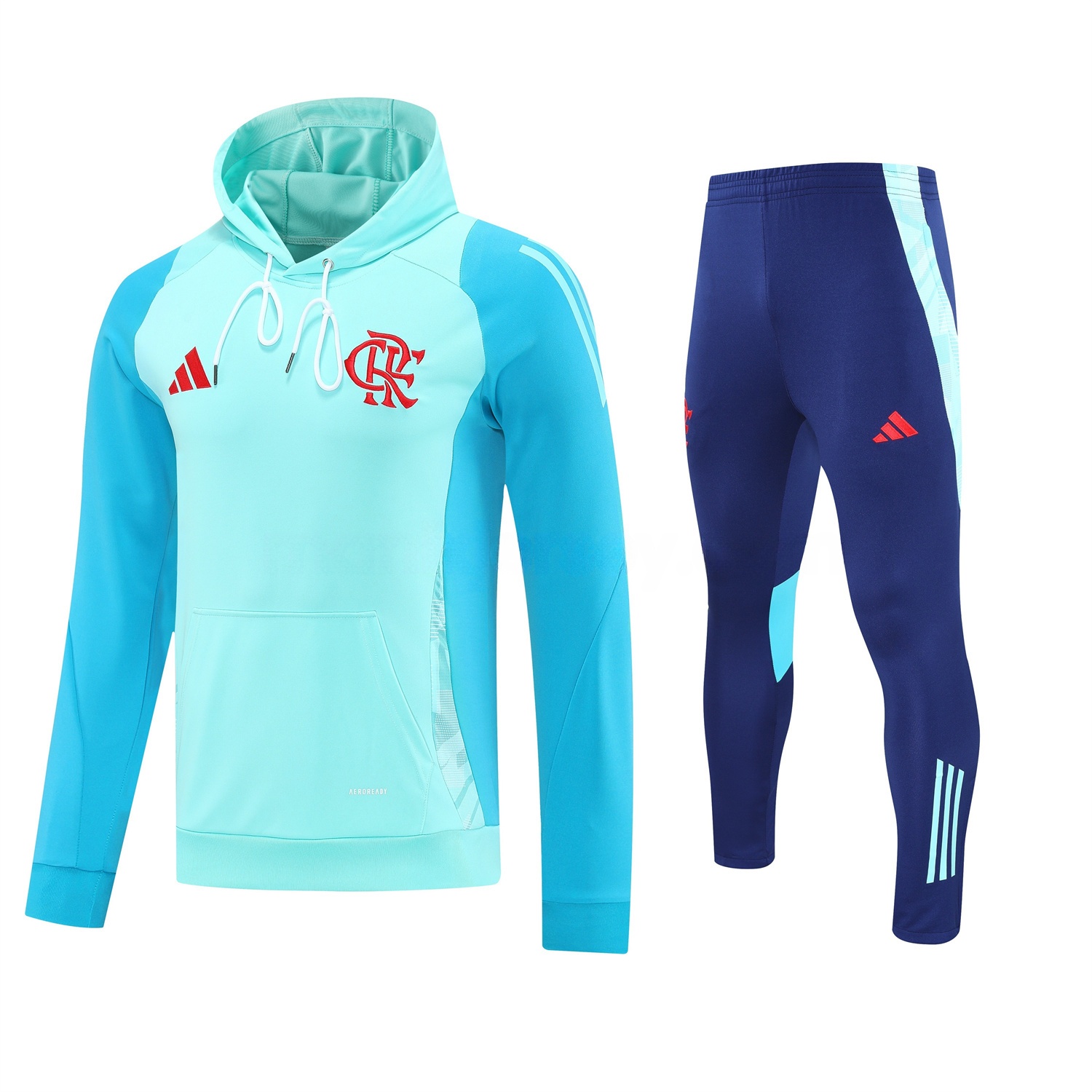 Flamengo 25-26 Traning Hoodie Set - Light Blue With Royal Blue - JerseysGala