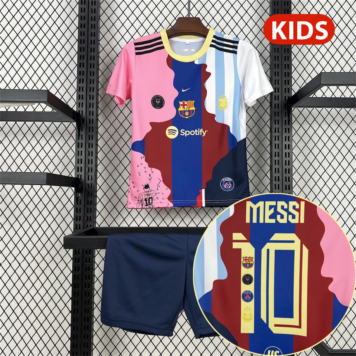 Messi Career Commemorative Kids Kit with Messi #10 - B.A.R.S.A Argentina Paris Saint-Germain PSG INT M.A.M - JerseysGala