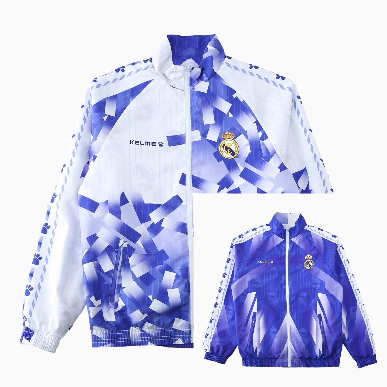 Retro Real Madrid 1996-97 Double Sided Reversible Windbreaker - Blue & Green - JerseysGala