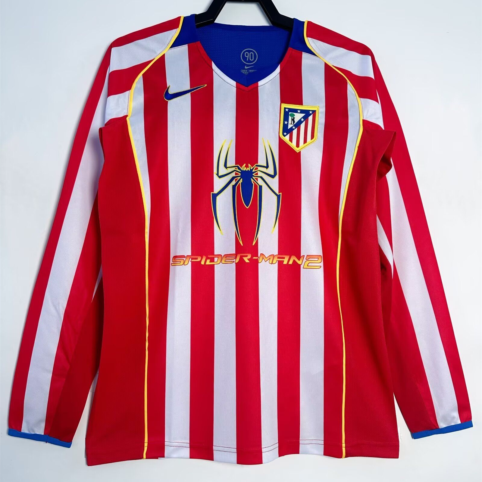 Retro Atletico Madrid 2004-05 Home Long Sleeves Jersey - S.p.i.d.e.r M.a.n - JerseysGala
