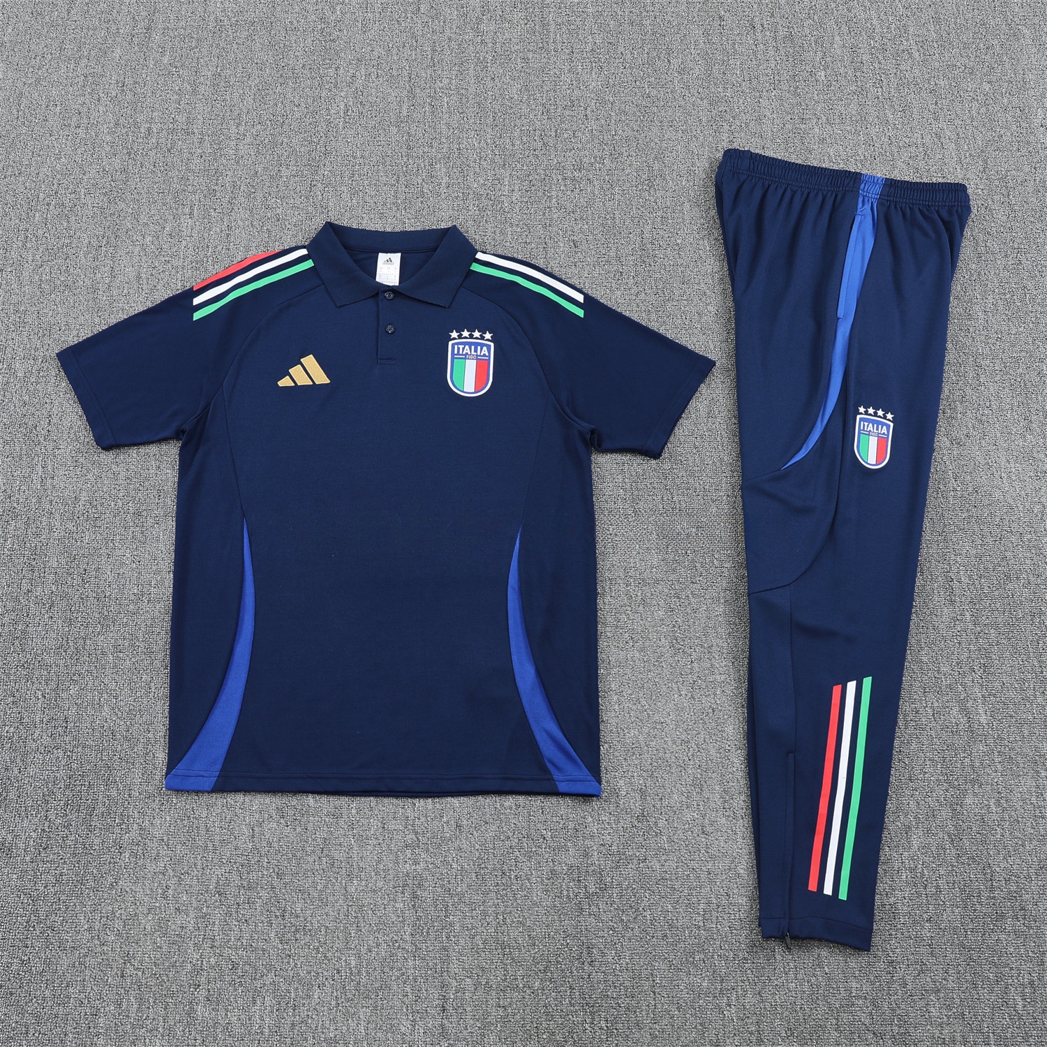 Italy 25-26 POLO Short-Sleeve Training Set - Deep Blue Top and Pants - JerseysGala