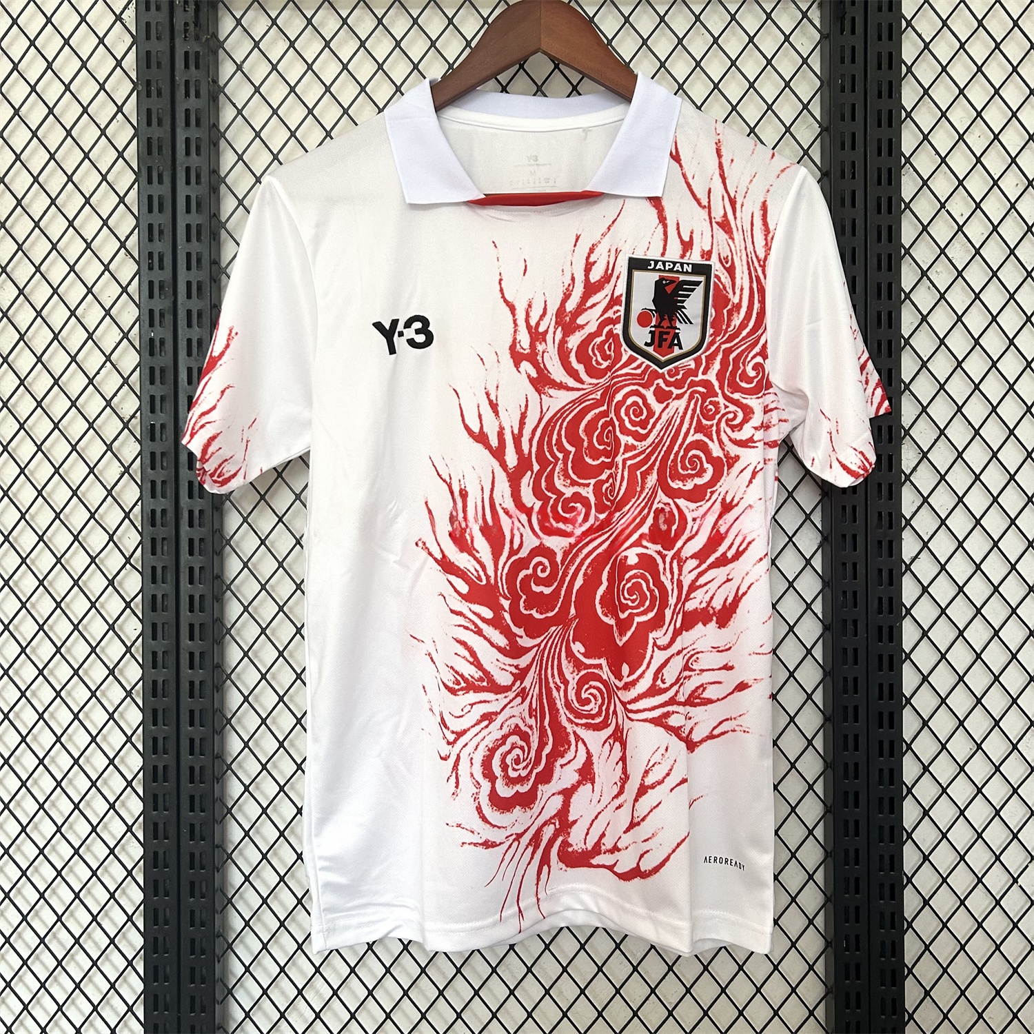 Japan 25-26 Y3 Red Auspicious Cloud Pattern White Jersey - Fans Version - JerseysGala