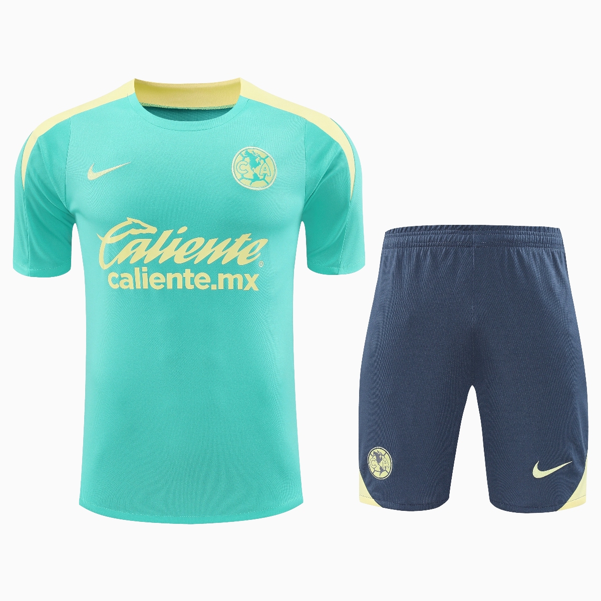Club América 24-25 Short-Sleeve Training Set - Light Green Top & Grey Shorts - JerseysGala