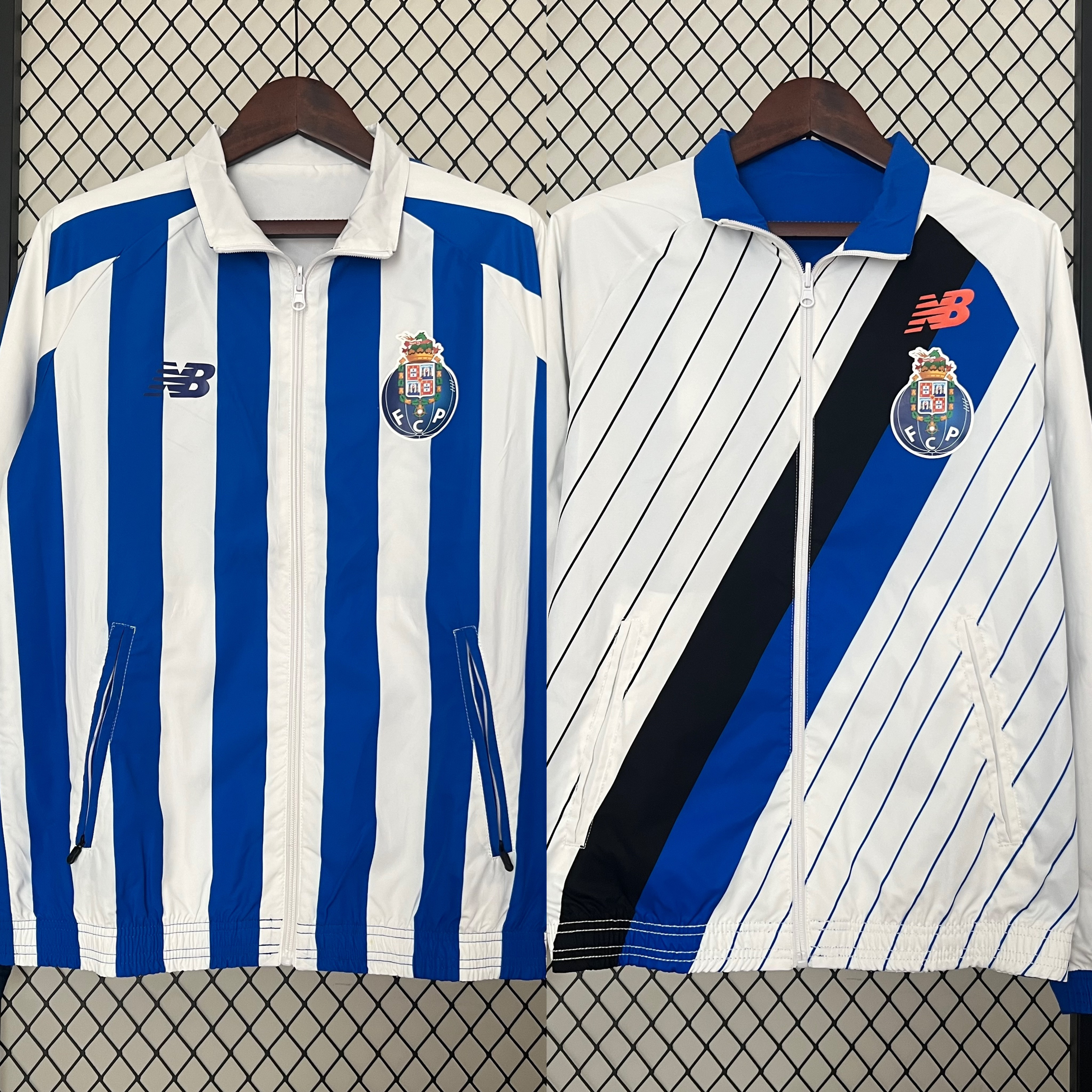 Porto 24-25 Double Sided Reversible Windbreaker - Blue & White - JerseysGala