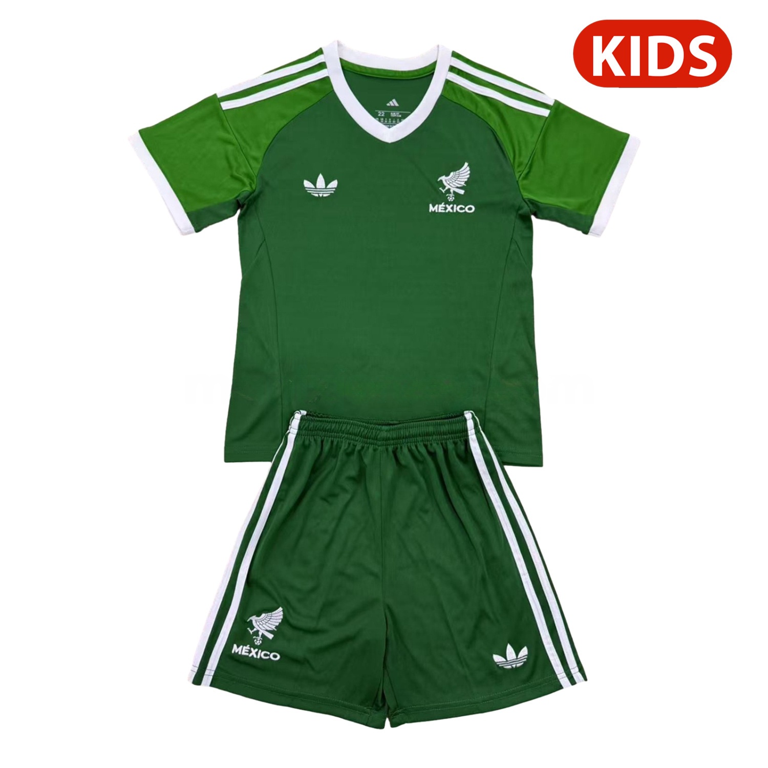 Mexico 2025 Throwback Trefoil Green Goalkeeper Kids Kit - JerseysGala
