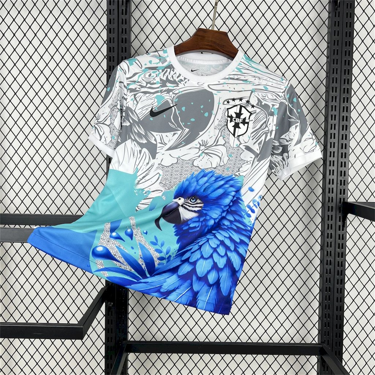 Brazil 2025 Blue Macaw Special Edition White Jersey - Fans Version - JerseysGala
