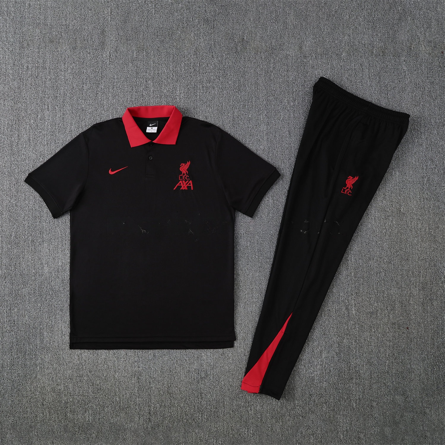 Liver.pool 25-26 POLO Short-Sleeve Training Set - Black Top and Pants - JerseysGala