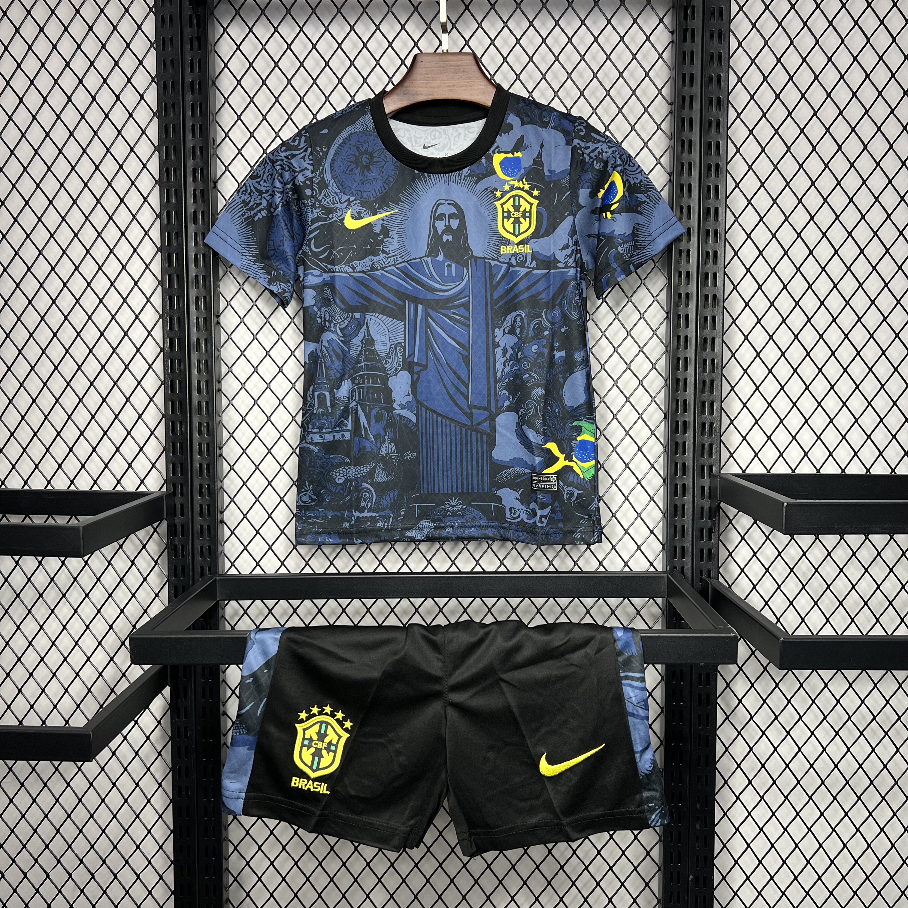 Brazil 2024 Christ the Redeemer Statue Kids Kit - Dark Blue - JerseysGala