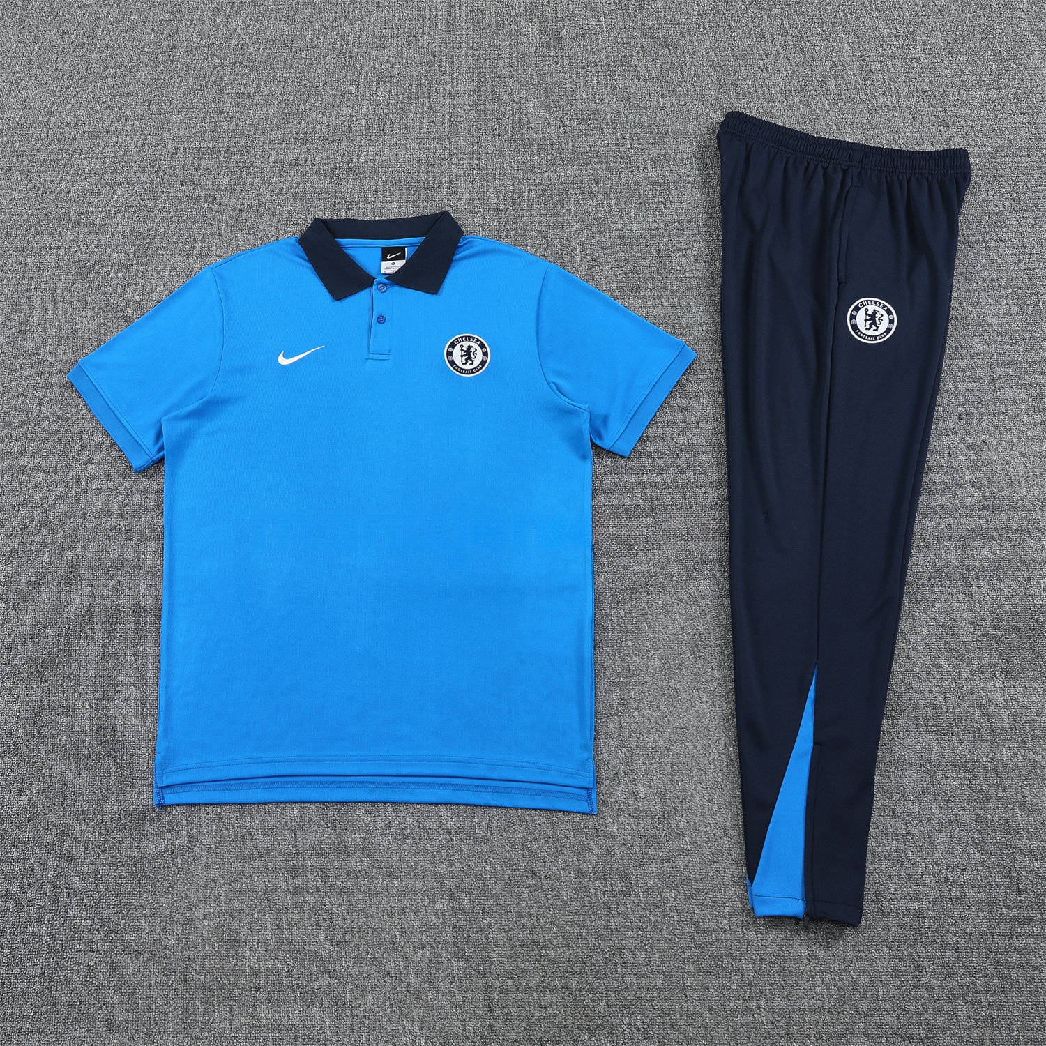 C.H.E.L.S.E.A 25-26 POLO Short-Sleeve Training Set - Blue Top and Deep Blue Pants - JerseysGala