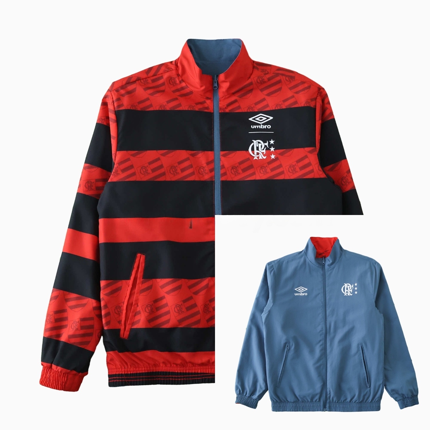 Flamengo 24-25 Double Sided Reversible Windbreaker - Red & Blue - JerseysGala