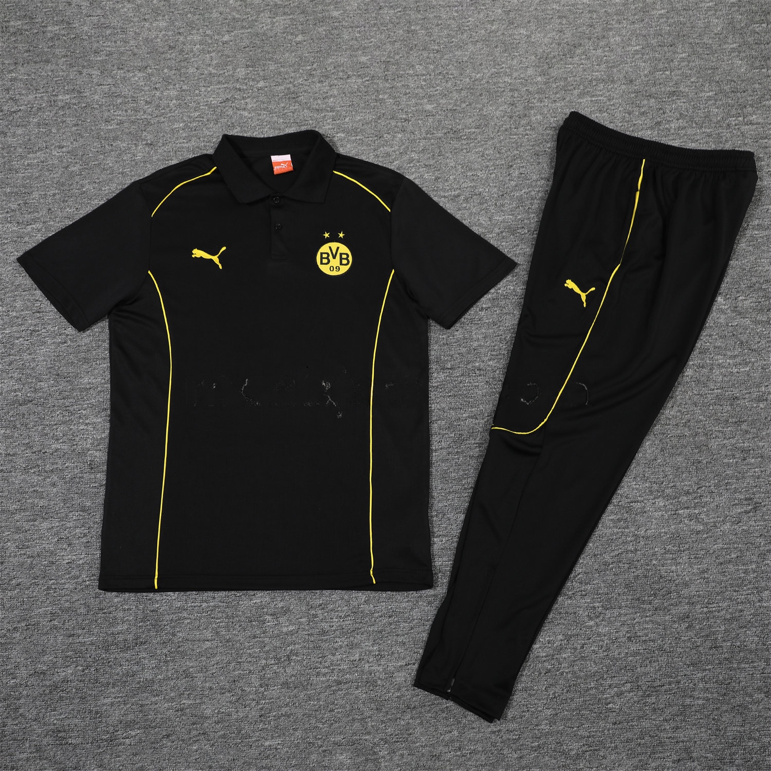 Dortmund 25-26 POLO Short-Sleeve Training Set - Black Top and Pants - JerseysGala