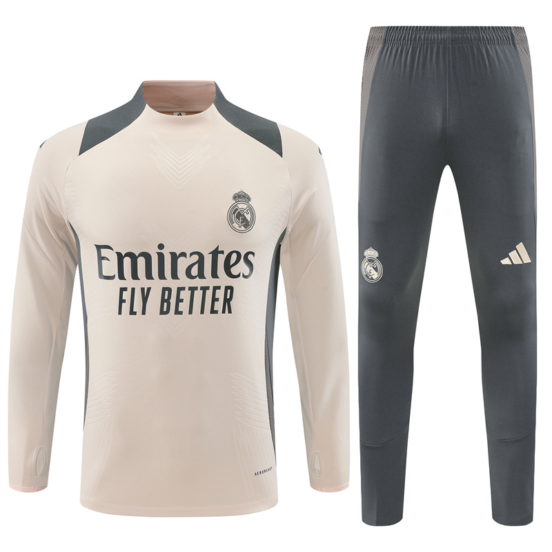Real Madrid 24-25 Kids Long Sleeve Training Set - Player Version - Apricot - JerseysGala