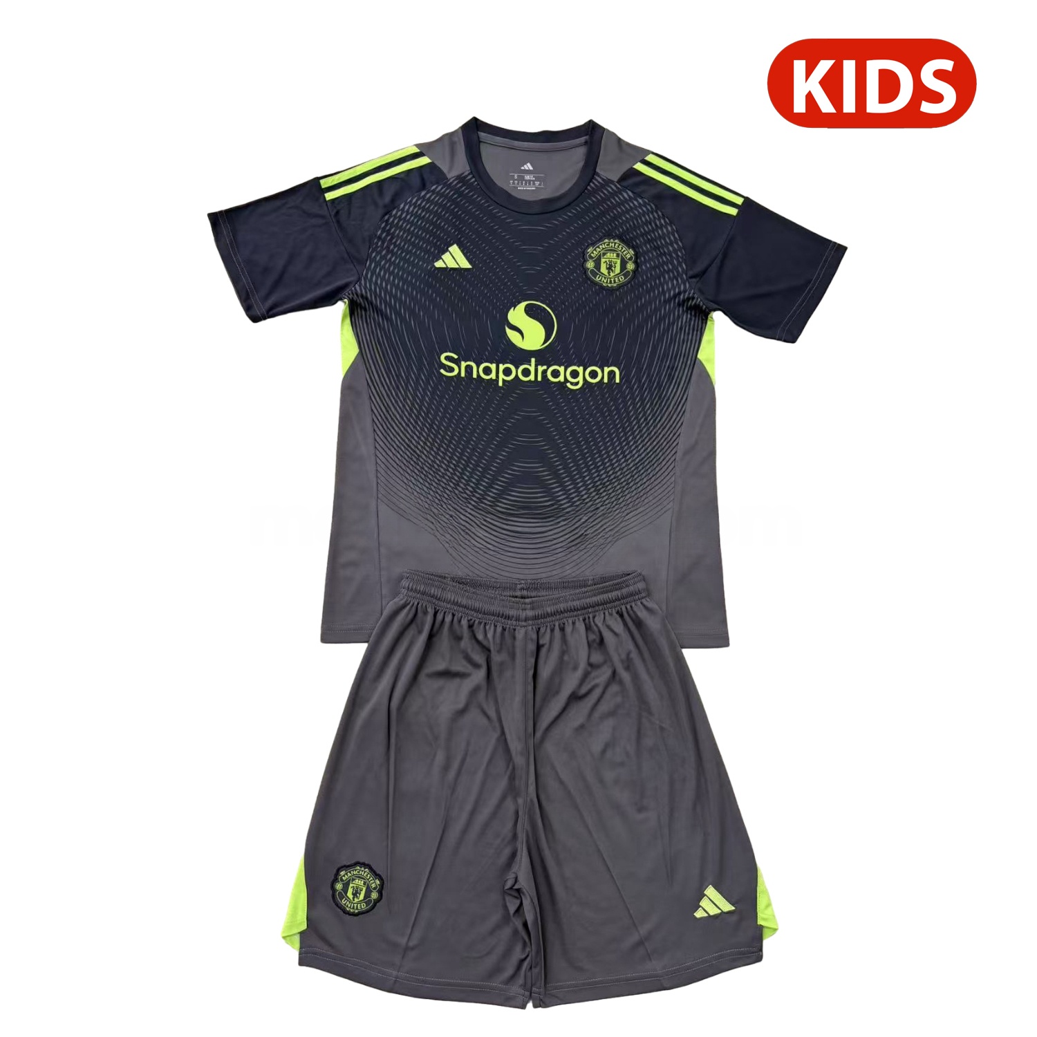 Manchester United 25-26 Grey Black Goalkeeper Kids Kit - JerseysGala