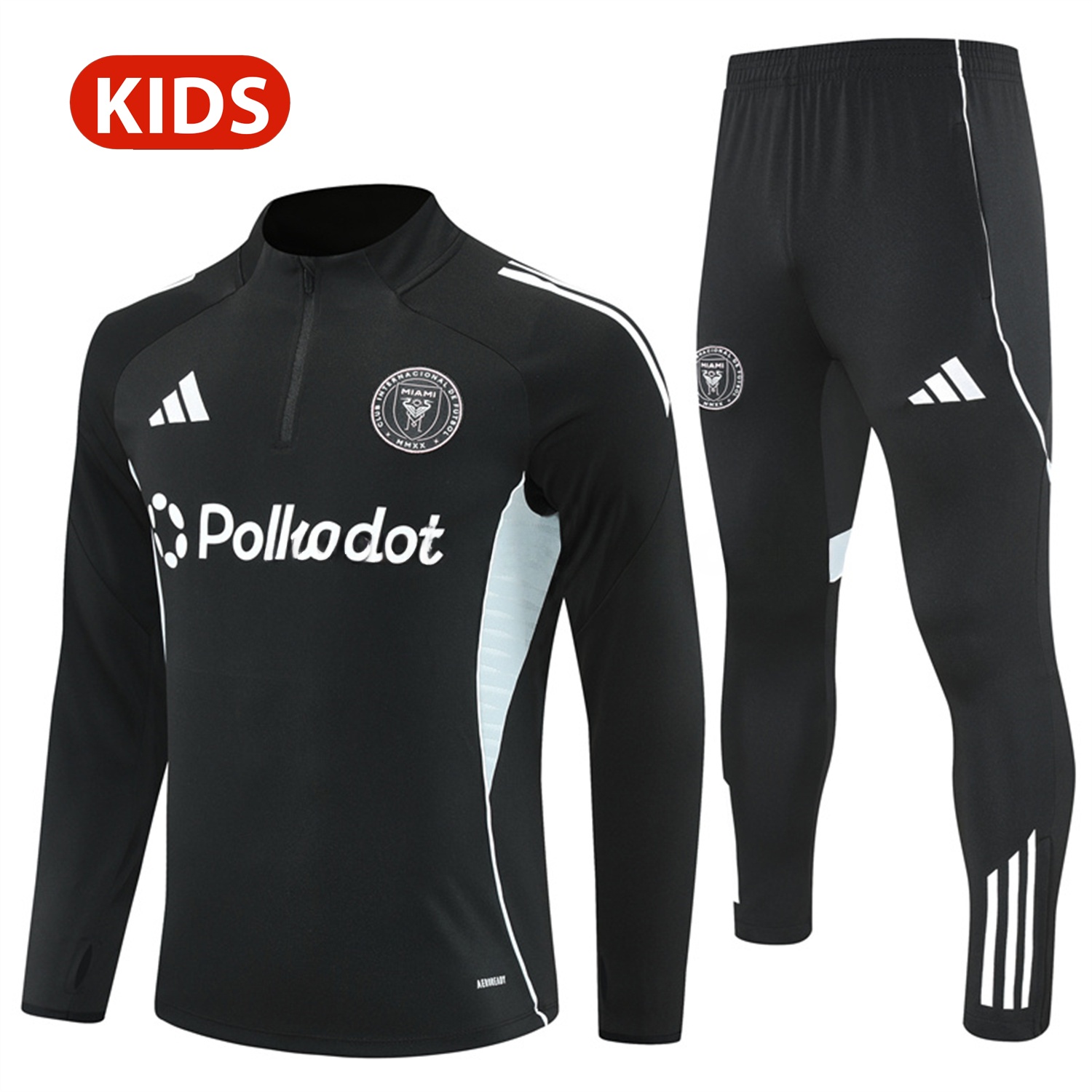 INT M.A.M 25-26 Kid Long Sleeves Training Set - Black Top & Black Pants - JerseysGala
