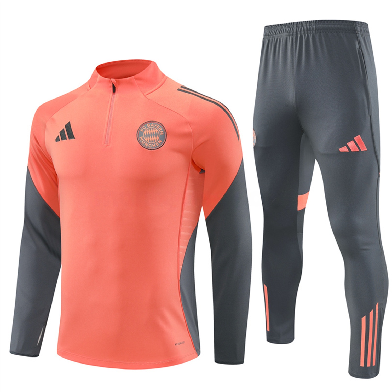 Bayern Munich 25-26 Long Sleeves Training Set - Orange Top & Gray Pants - JerseysGala