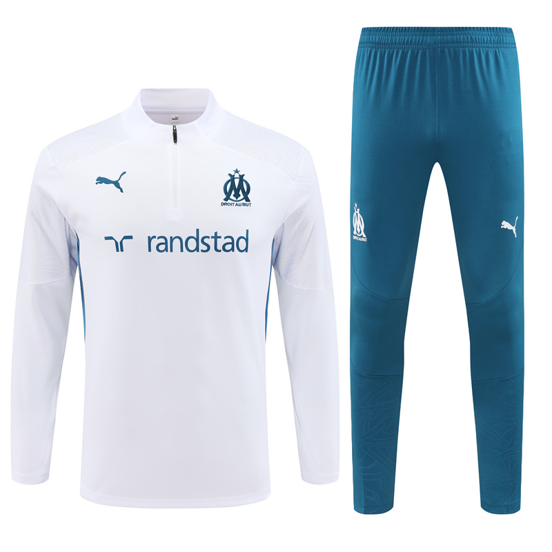 Marseille 24-25 Long Sleeve Training Set - White - JerseysGala