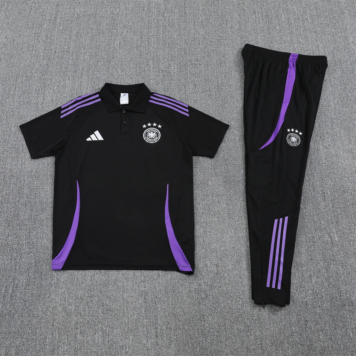 Germany 25-26 POLO Short-Sleeve Training Set - Black Top and Pants - JerseysGala