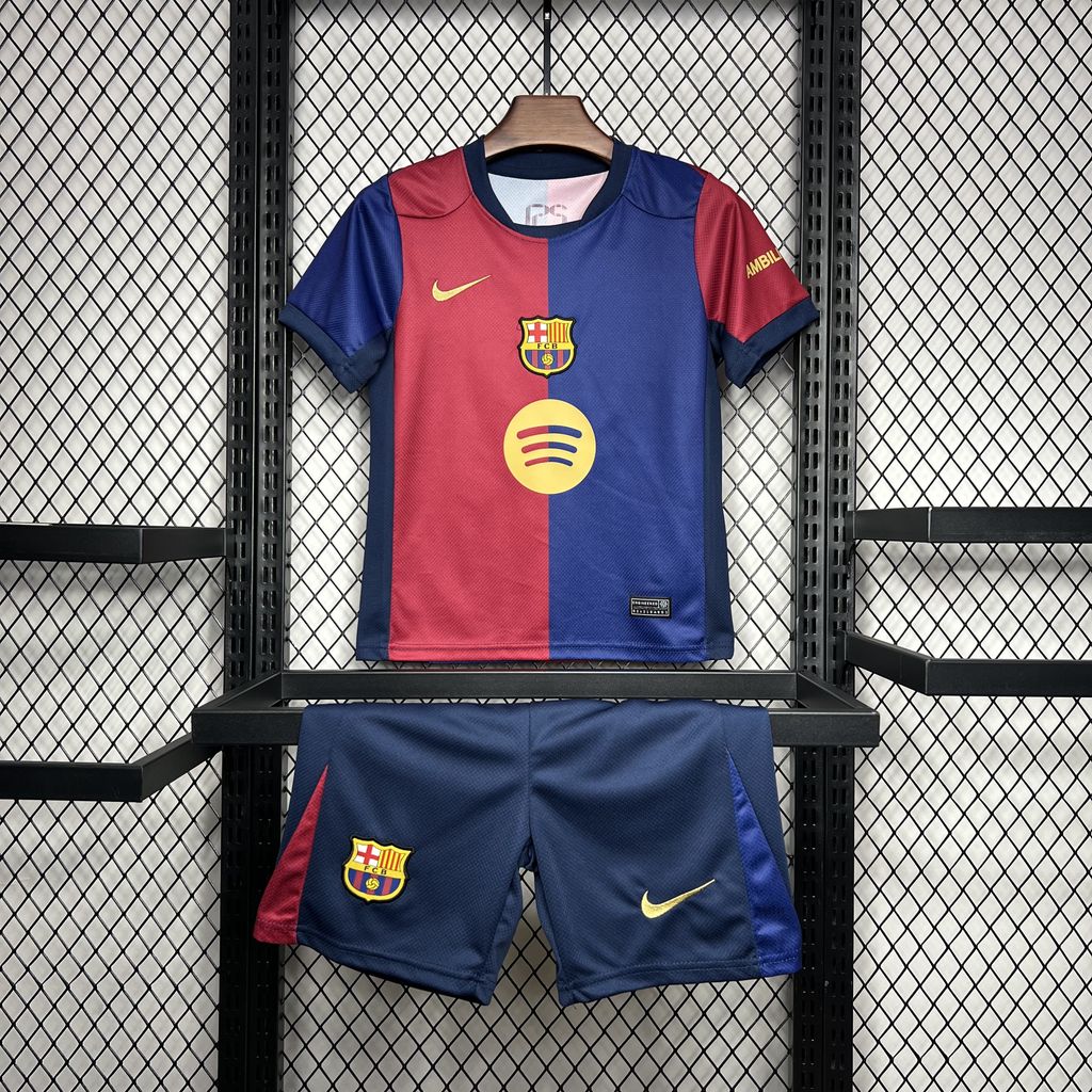 B.A.R.S.A 24-25 Home Stadium Kids Kit with Big Logo - JerseysGala