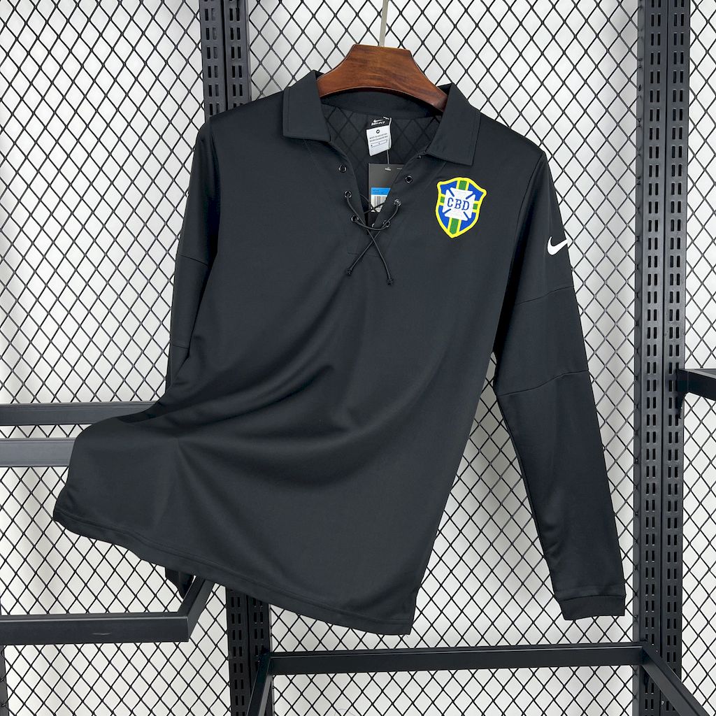 Retro Brazil 2004 Black GK Special Long Sleeves Jersey - JerseysGala