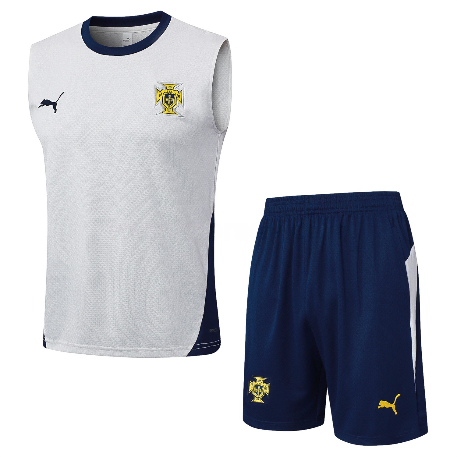 Portugal 25-26 Vest Training Set - Off White Top and Deep Blue Shorts - JerseysGala