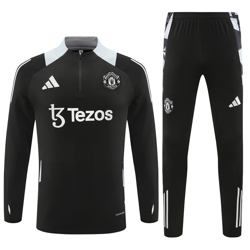 Manchester United 24-25 Kids Long Sleeve Training Set - Black - JerseysGala