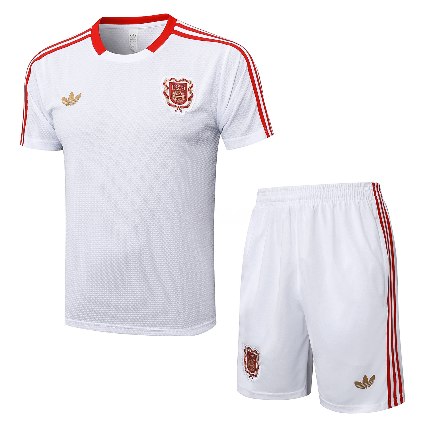 Bayern Munich 2025 125th Anniversary Short-Sleeve Training Set - White Top and Shorts - JerseysGala
