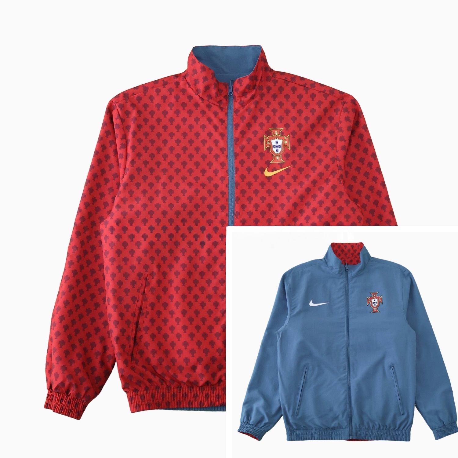 Portugal 24-25 Double Sided Reversible Windbreaker - Red & Blue - JerseysGala