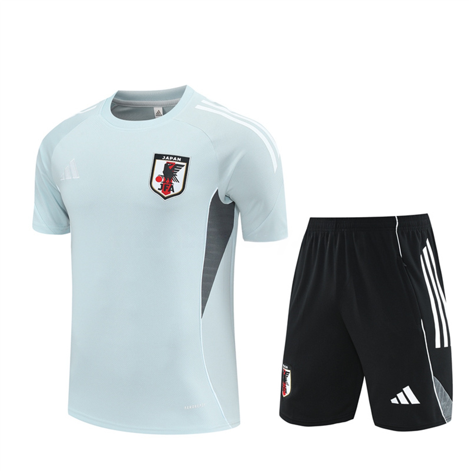 Japan 25-26 Short-Sleeve Training Set - Light Blue Top and Black Shorts - JerseysGala