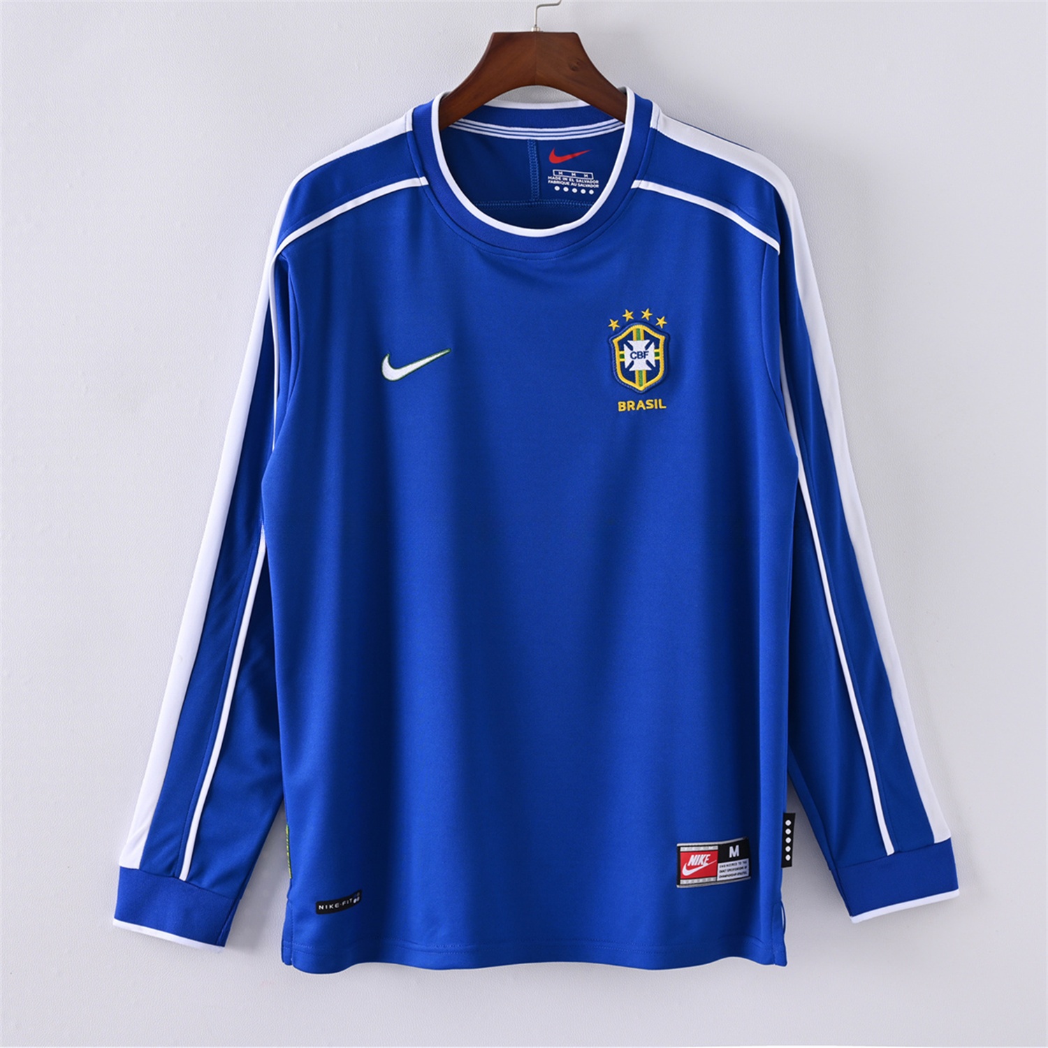Retro Brazil 1998 Away Long Sleeves Jersey - JerseysGala