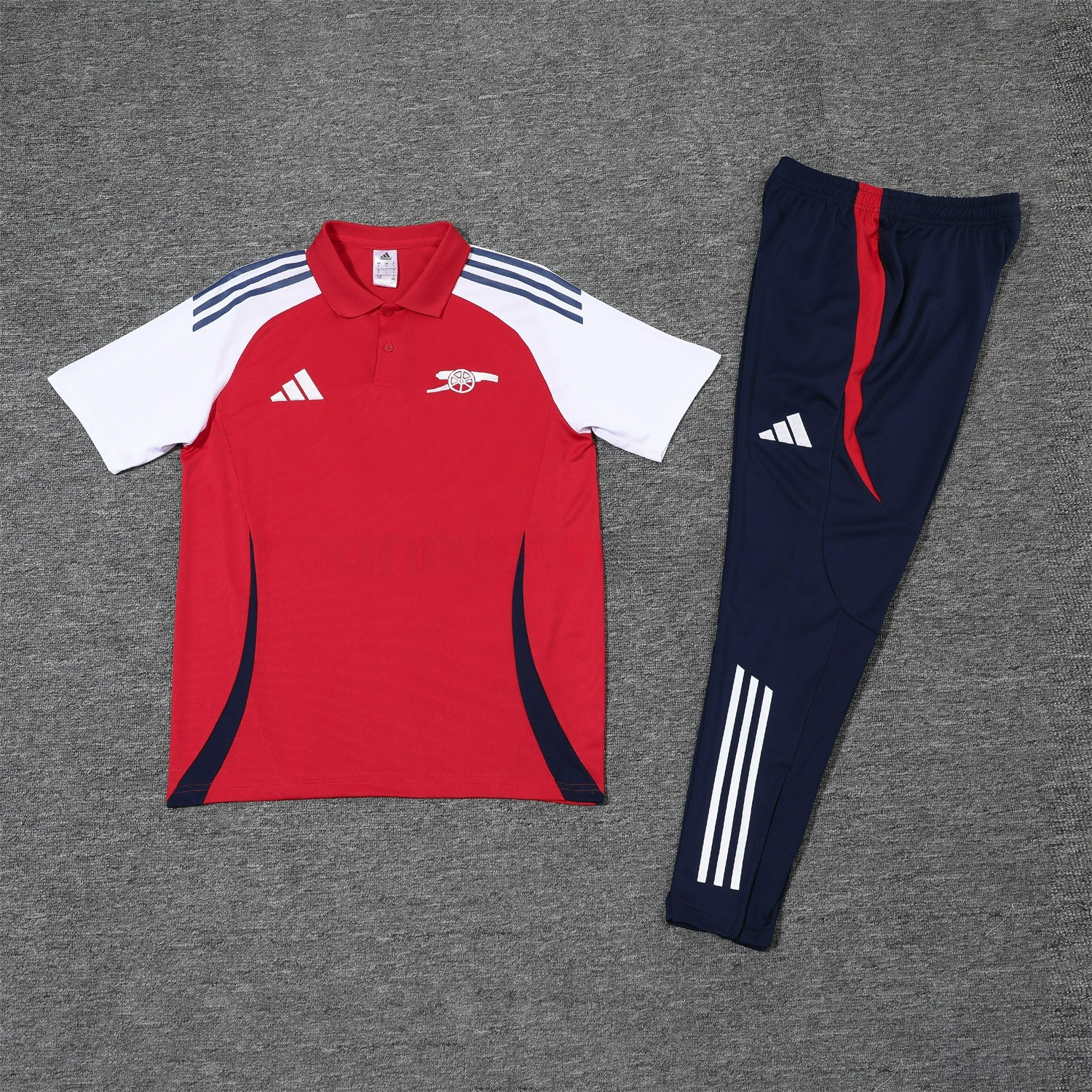 Arsenal 25-26 POLO Short-Sleeve Training Set - Red Top and Deep Blue Pants - JerseysGala