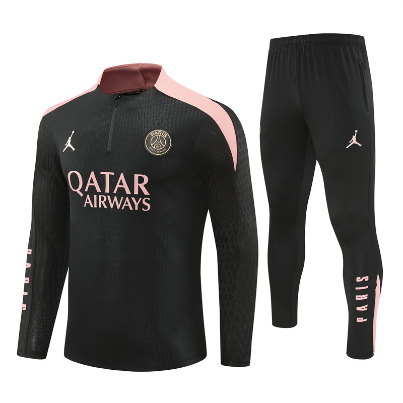 Paris Saint-Germain PSG X JD 24-25 Long Sleeve Training Set - Player Version - Black and Pink - JerseysGala