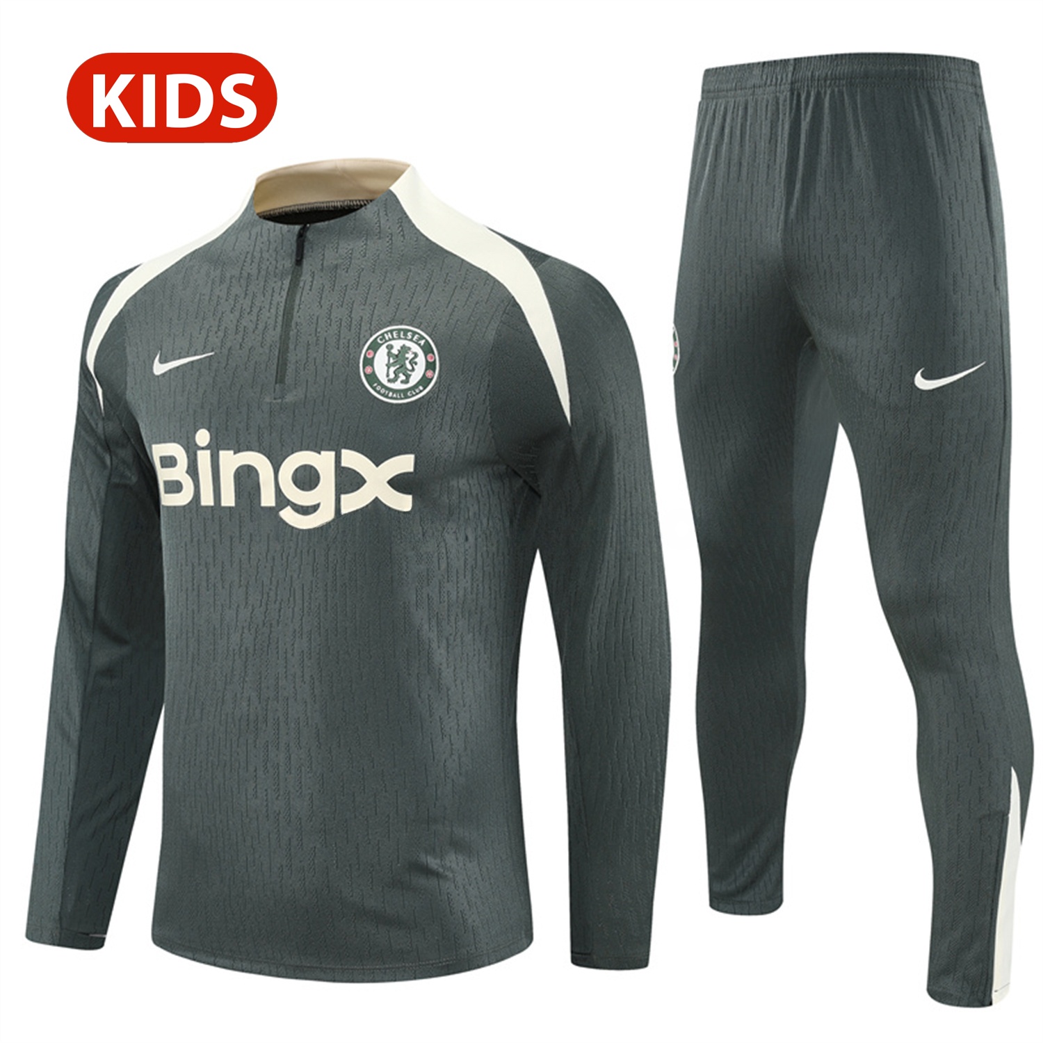 C.H.E.L.S.E.A 25-26 Kid Long Sleeves Training Set - Army Green Top & Army Green Shorts - JerseysGala