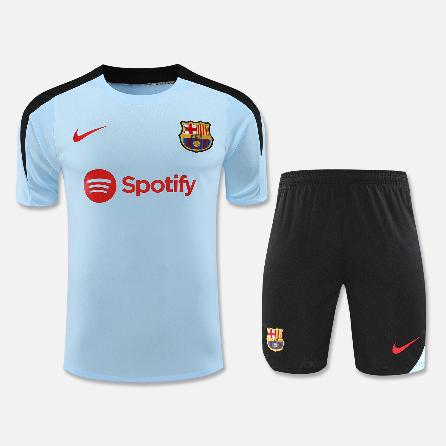 B.A.R.S.A 24-25 Short-Sleeve Training Set - Light Blue Top & Black Shorts - JerseysGala